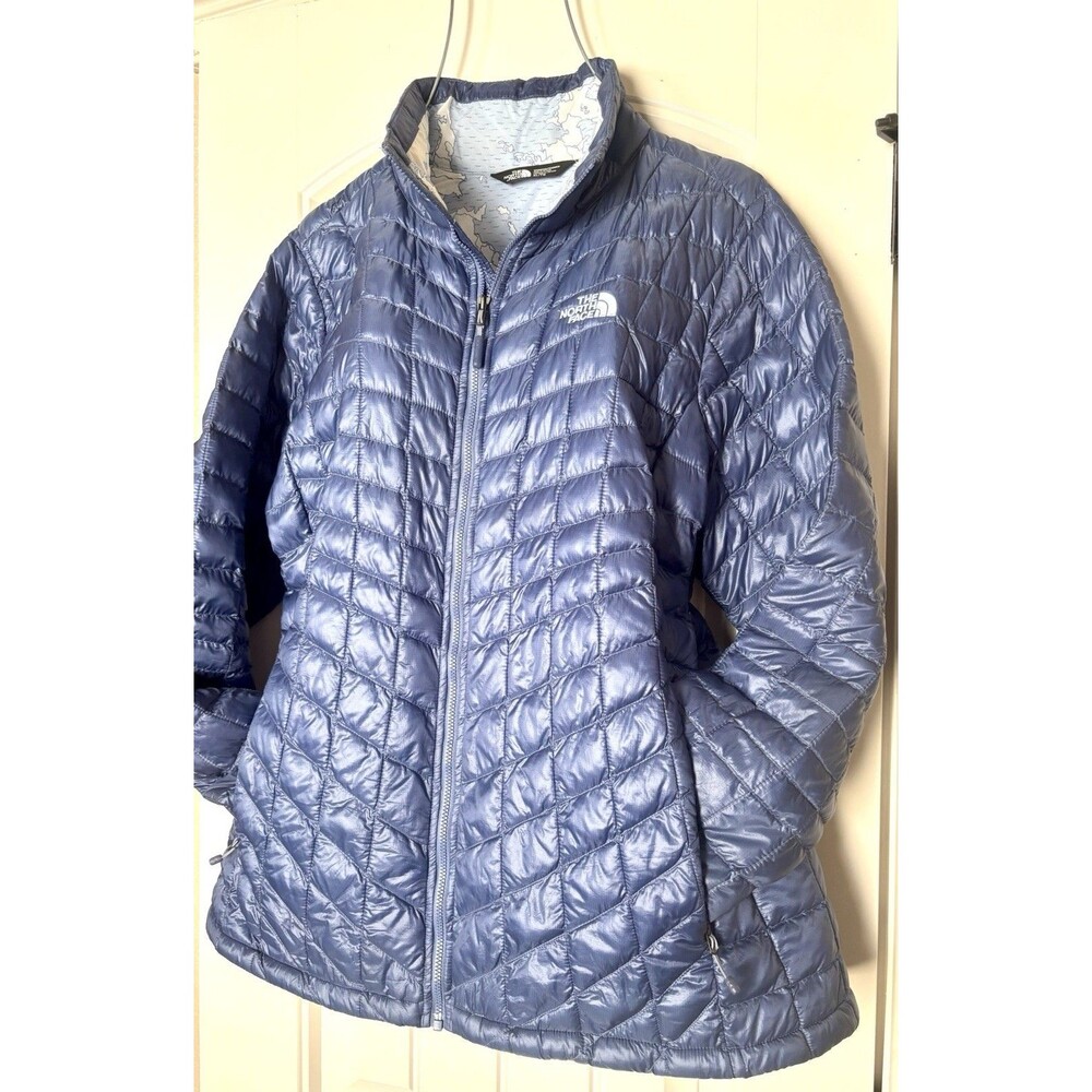 North Face Women’s Jackets XL Thermo Ball Eco Blue Map Print/Puffy JackeFull Zip